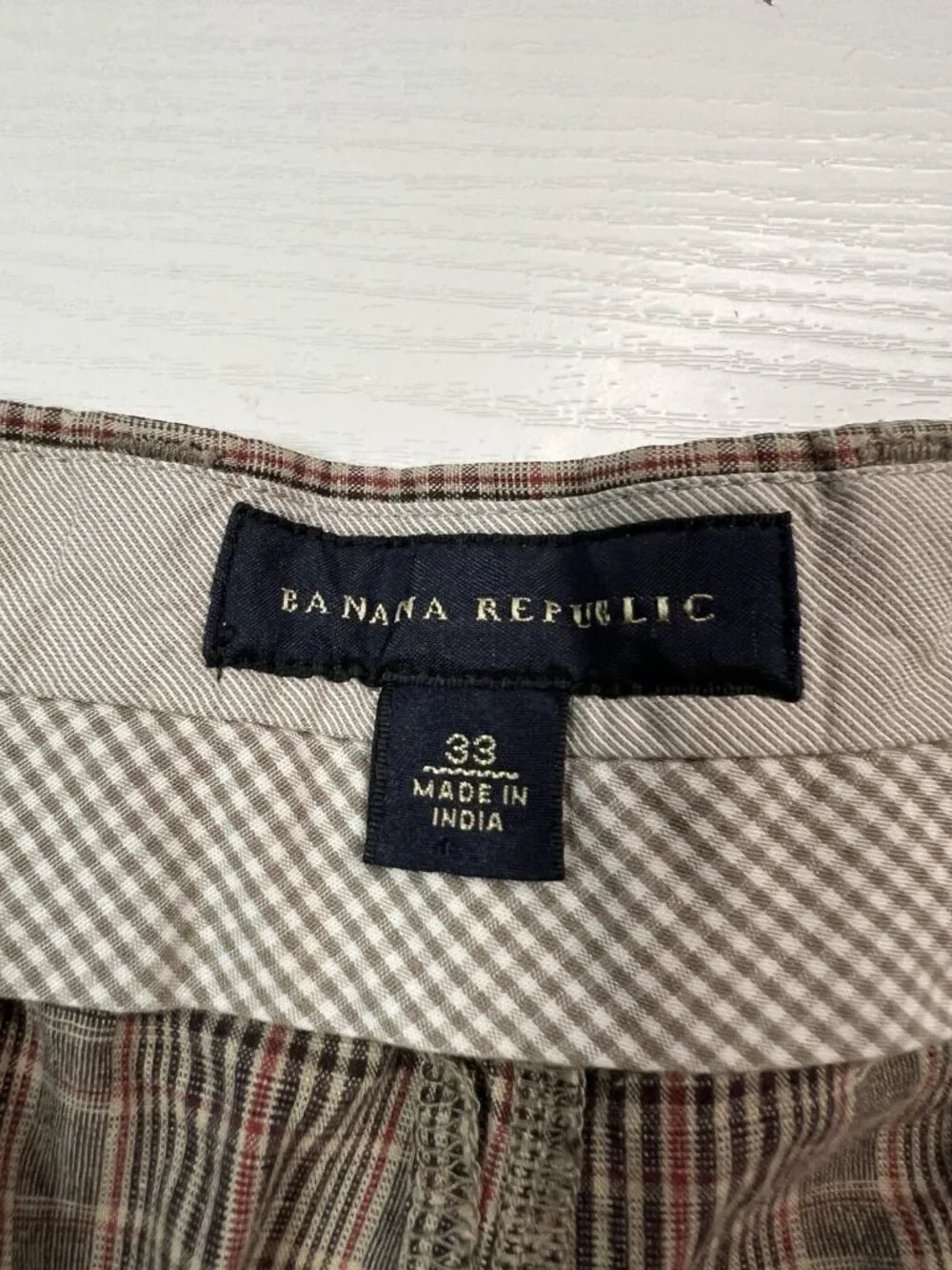 Banana Republic Linen Blend Glen Check Plaid Shorts 9 Inch Inseam Mens 33